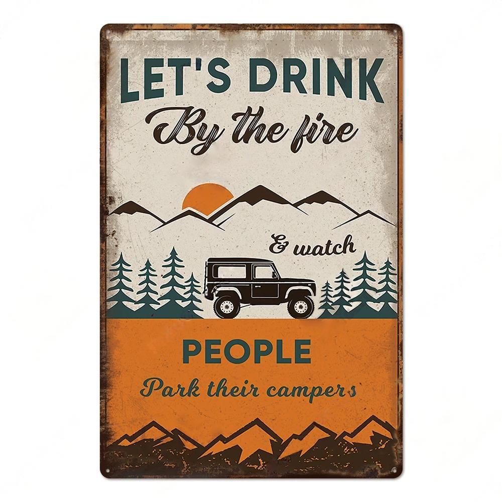 Camping Metal Posters Tin Sign Decor Vintage Plaque Metal Plate Retro Posters Wall Art Decor for Trip