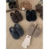 Gray Ugly Bread Shoes, Women's Small Thick-soled Piled Birkenstocks, 5cm Higher Inner Height, Fluffy Slippers