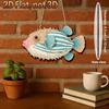 Wooden Fish Hanging Sign Vintage Nautical Coastal Wall Art Rustic Clownfish Beach Ornament for Home Lake House Bathroom Bedroom