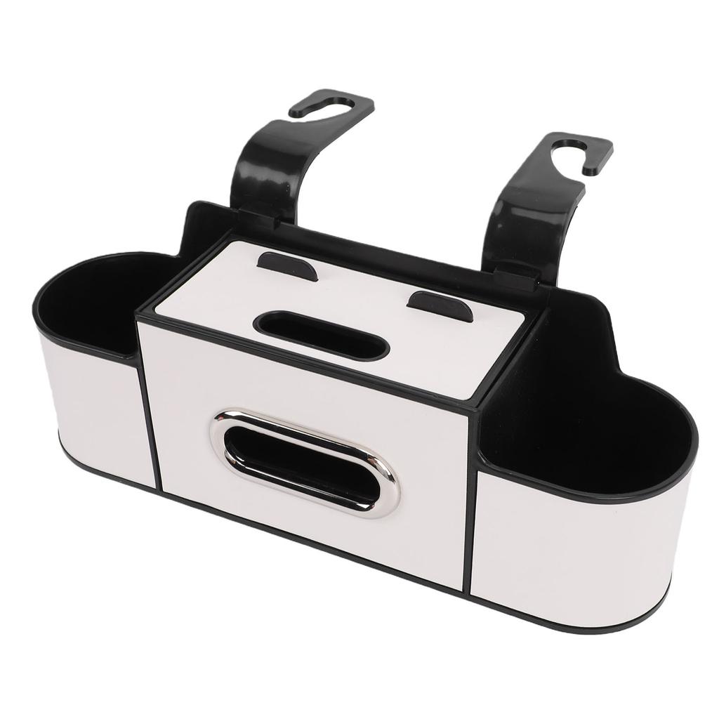 Car Back Seat Organizer with Cup Holder Tissue Dispenser Hooks Multifunctional Seat Back Storage Box for SUV Truck