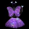 Led Butterfly Wings Light Up Angel Wings Kids Hair Bows Girl Headband Costume Girls Dress Props Party Angel Luminous Fairy Wings