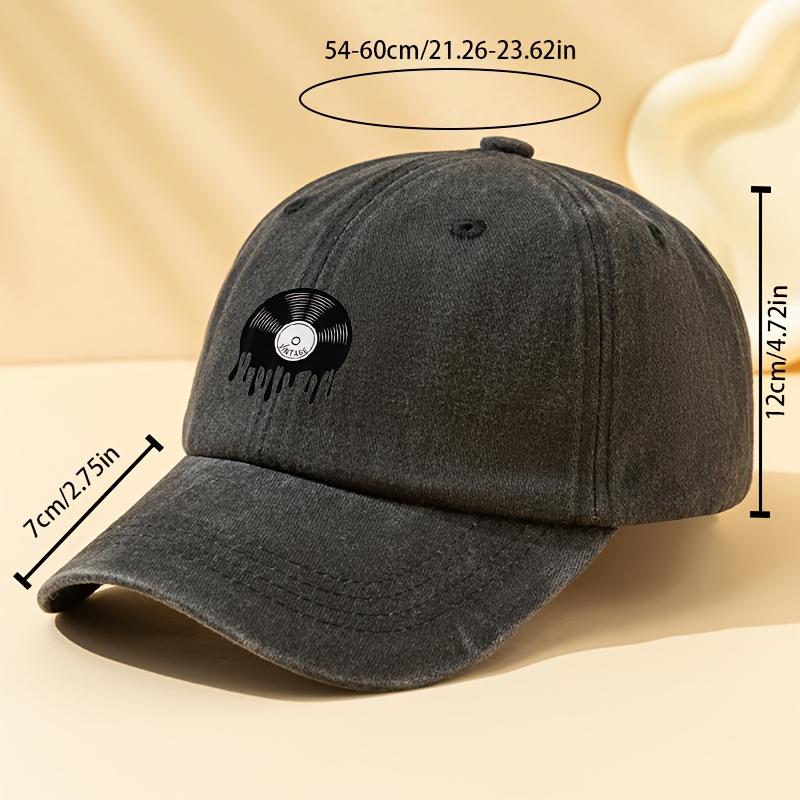 Vintage Melting Vinyl Record Baseball Cap Washed Distressed Retro Style Adjustable Snapback Casual Hat