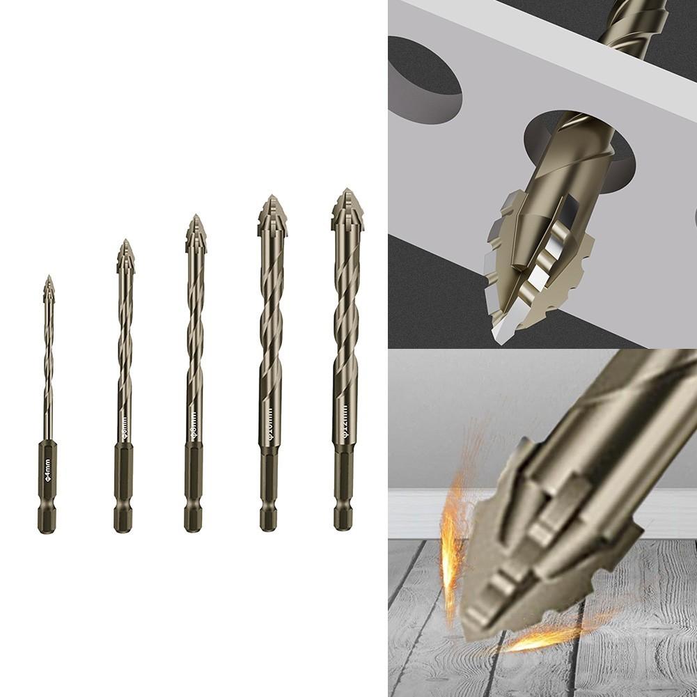 5pcs Eccentric Drill Bit,4 Edge Masonry Drill Bits Set,For Concrete Glass Brick.
