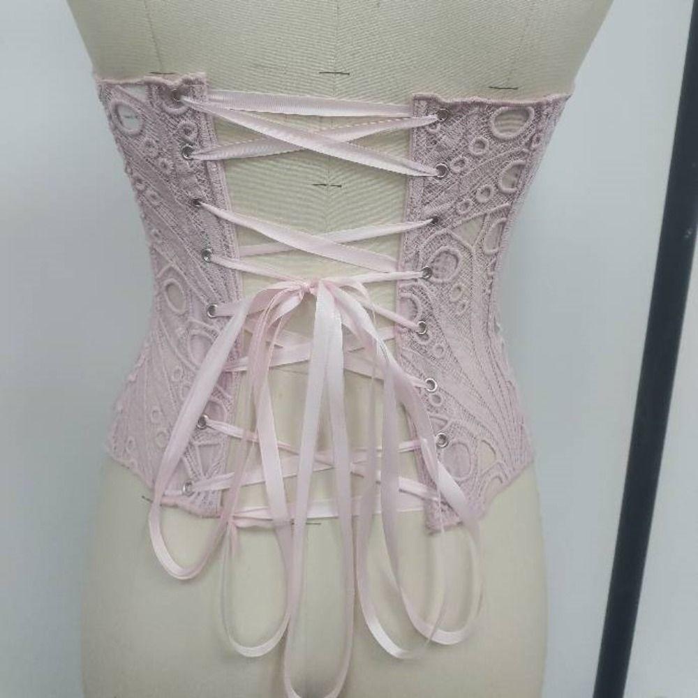 Hollow Flower Lace Fishbone Shapewear Slim Fit Lace-up Corset Underwear for Women  Women