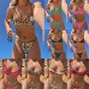 2026 Nuevo Bikini Europeo y Americano Estampado con Cordones Sexy de Tiro Bajo Bikini Dividido Traje de Baño de Secado Rápido Traje de Baño