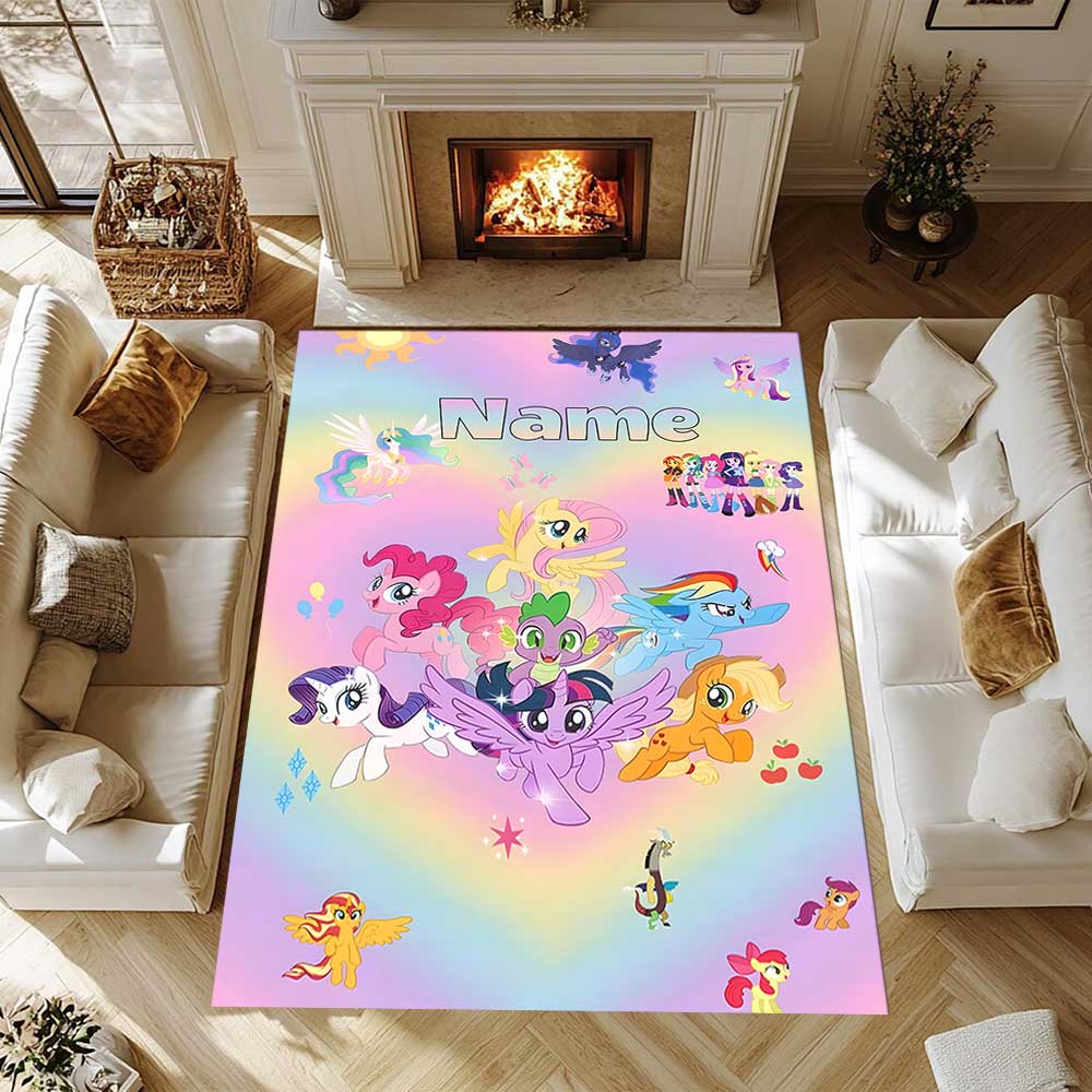 Little Pony (10) Customize your name rug, office chair cushion, home bedroom living room gift.