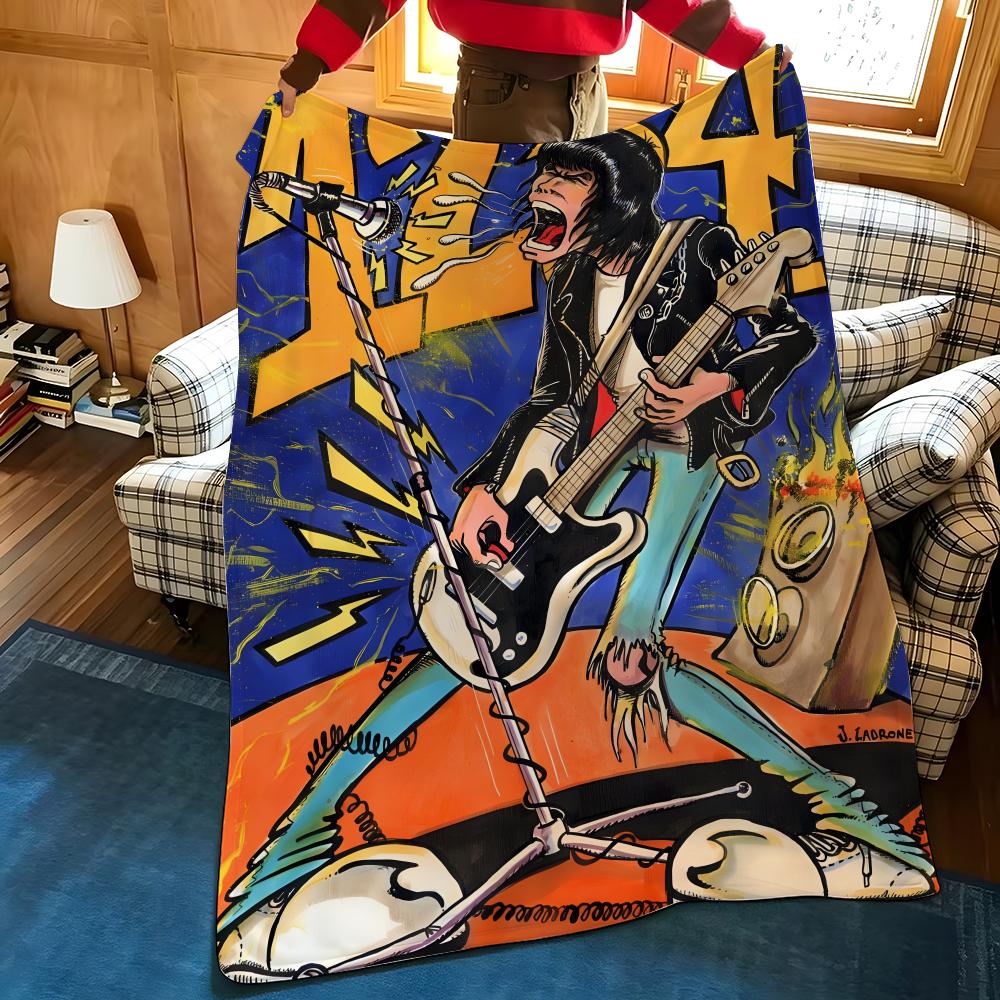 Music T-The R-Ramones Throw Flannel Cozy Print Blanket, Portable, Durable Machine Washable Cute Cool