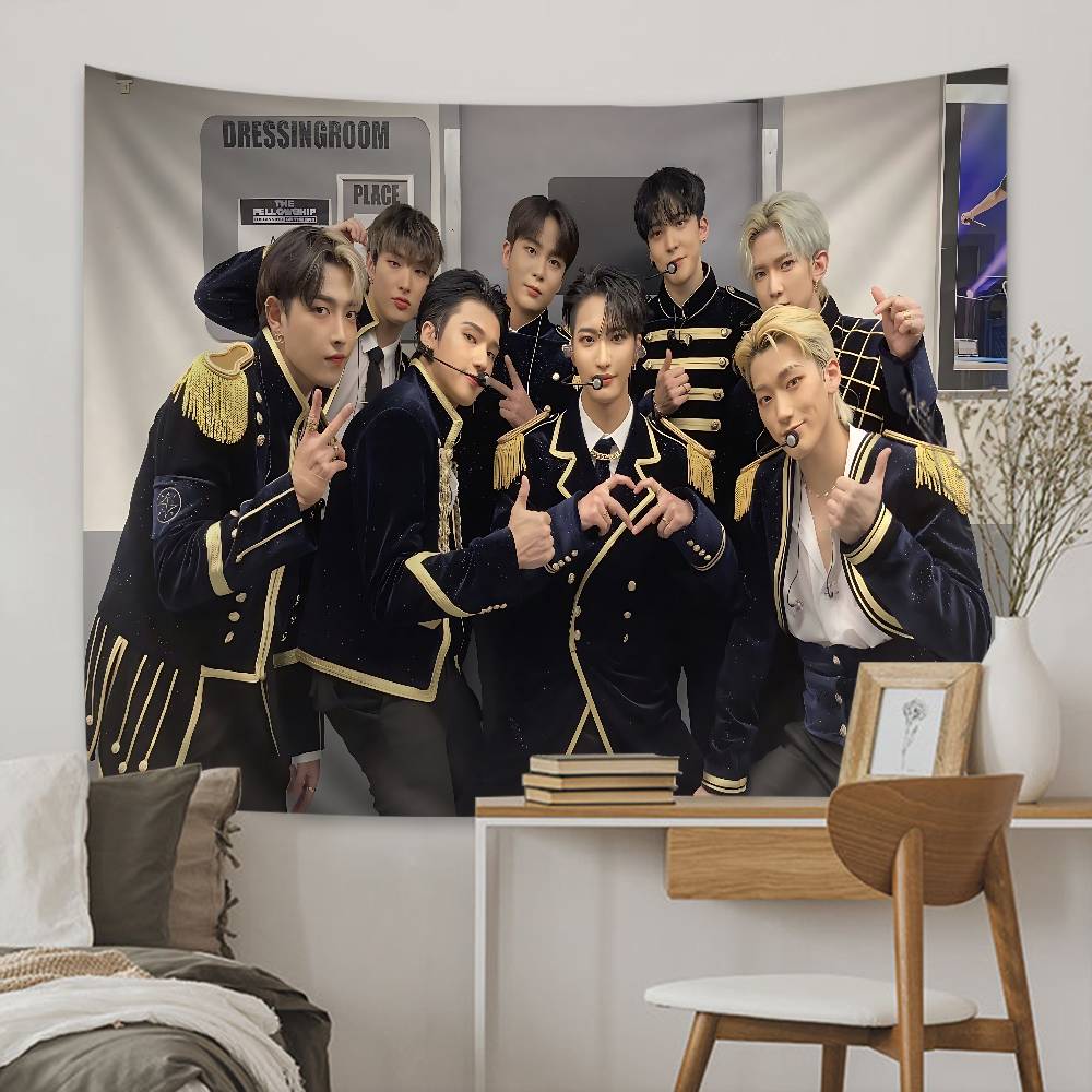 1pc Classic KPOP Hot Aateez Singer Hippie Wall Hanging Tapestries Art Science Fiction Room Home Decor Kawaii Room Decor