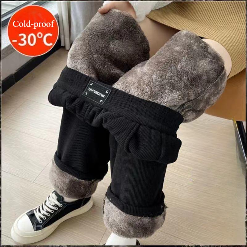 

Широкие брюки из овечьей шерсти с подкладкой из синели, женские зимние свободные утолщенные теплые повседневные прямые брюки с высокой талией 2XL чёрный