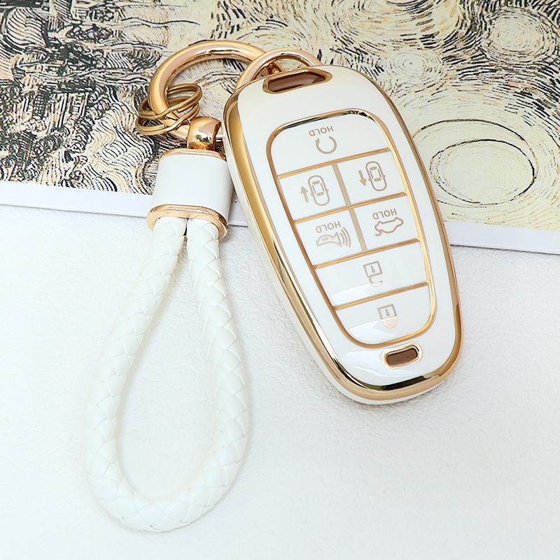 6 7 Buttons Tpu Car Key Cover Auto Shell Fob Case Keychain For Hyundai Santa Fe Tucson Nexo Nx4 Atos Solaris Prime