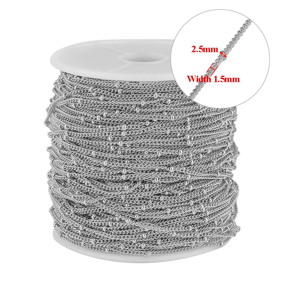 

2 Meters Stainless Steel Curb Ball Beaded Satellite Chains DIY Jewelry Making Necklace Findings Bracelets Supplies Body Chains