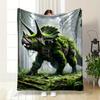 A Moss-covered Triceratops Blending with a Lush Forest Environment. for All Seasons Blanket Lunch Break Throw Gift
