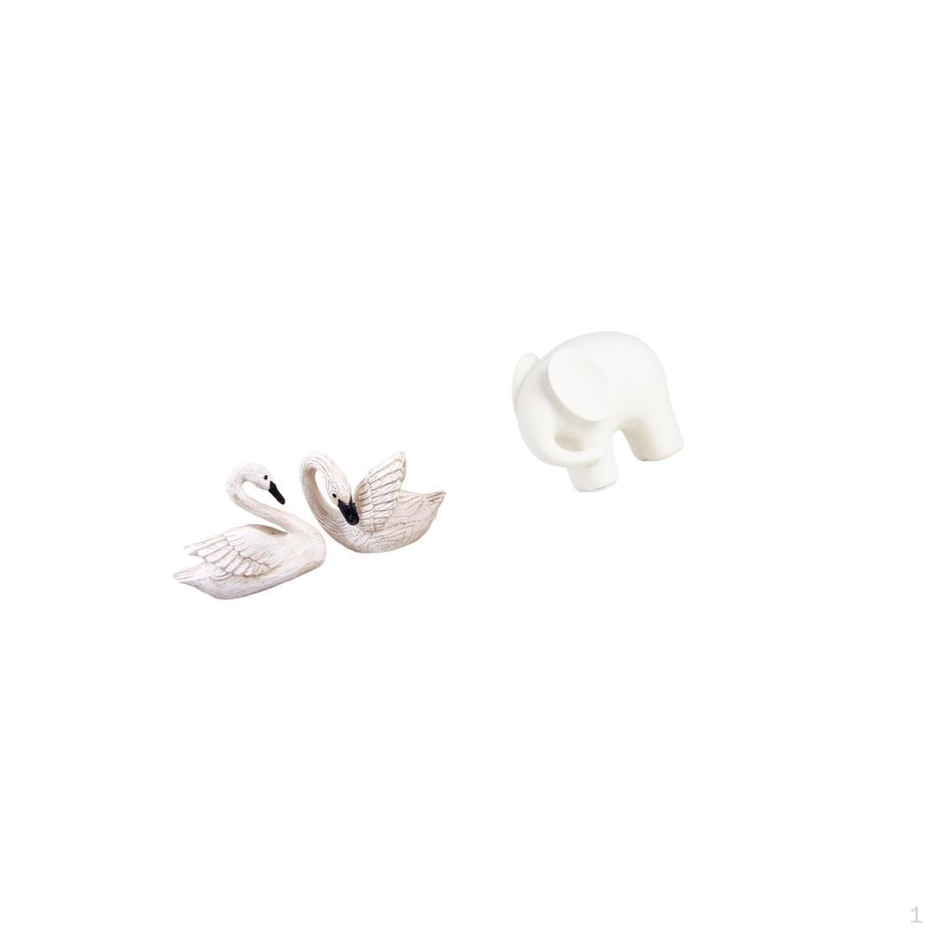 Resin Swan And Ceramic Elephant Sculptures Figurines for Home Office Bedroom Living Room Tabletop