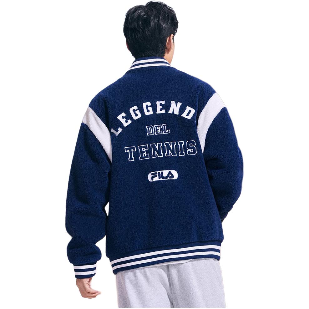 Fila Letter Color Block Single-Breasted Long Sleeve Baseball Jacket Men Jackets Deep-Dark-Blue F11M349502F-DB