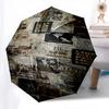 Newspaper Clippings Historic Archive Themed Automatic Opening and Closing Umbrella, Brightly Colored 8-rib Portable Umbrella, Suitable for M