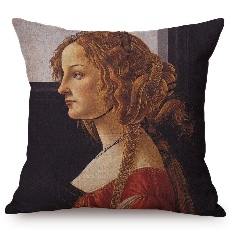 Famous Character Portrait Vintage Oil Painting Art Sofa Pillow Case Cotton Linen Luxury Gallery Chair Decorative Cushion Cover