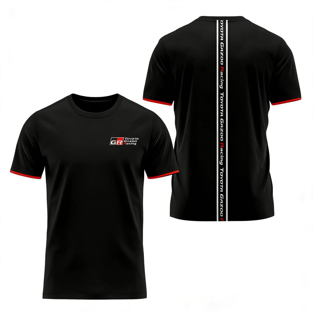 Toyota Logo Racing Round Neck Short Sleeve T-Shirt Casual Fashion Summer Sports Unisex Large Size Top for Men and Women