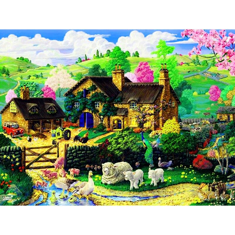 New 5D DIY Diamond Painting Scenery House Diamond Embroidery Autumn Scenery Cross Stitch Full Round Drill Home Decor Gift