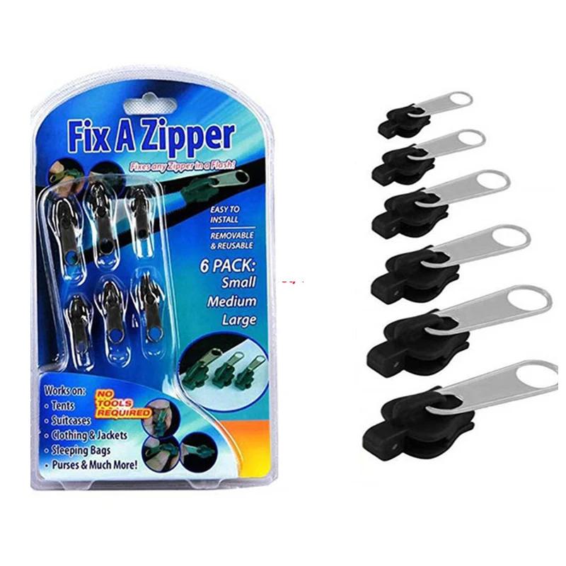 

6Pcs Universal Instant Fix Zipper 3 Sizes Repair Kit Replacement Zip Slider Teeth Rescue New Design Zippers For Sewing Clothes