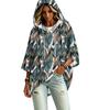 Women's Vintage Floral Print Hooded Pullover Top with Three-Quarter Sleeves for Casual Everyday Wear
