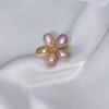 Elegant Handmade Woven Pearl Five-Petal Flower Ring