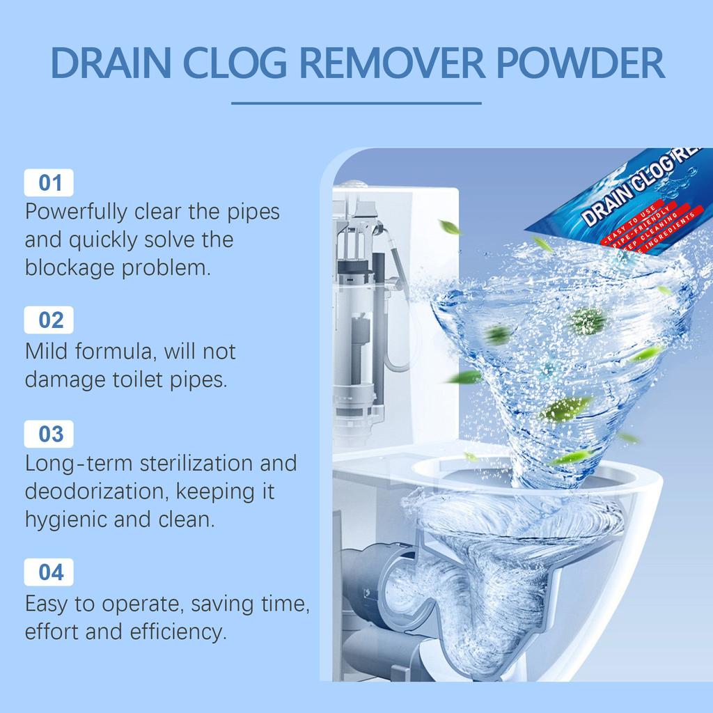 Jue-Fish Pipe Dredge Powder Pipeline Dredging Sink Deodorizer Drain Openers Powerful Clog Removal Unclogging Powder For Toilets Bathroom