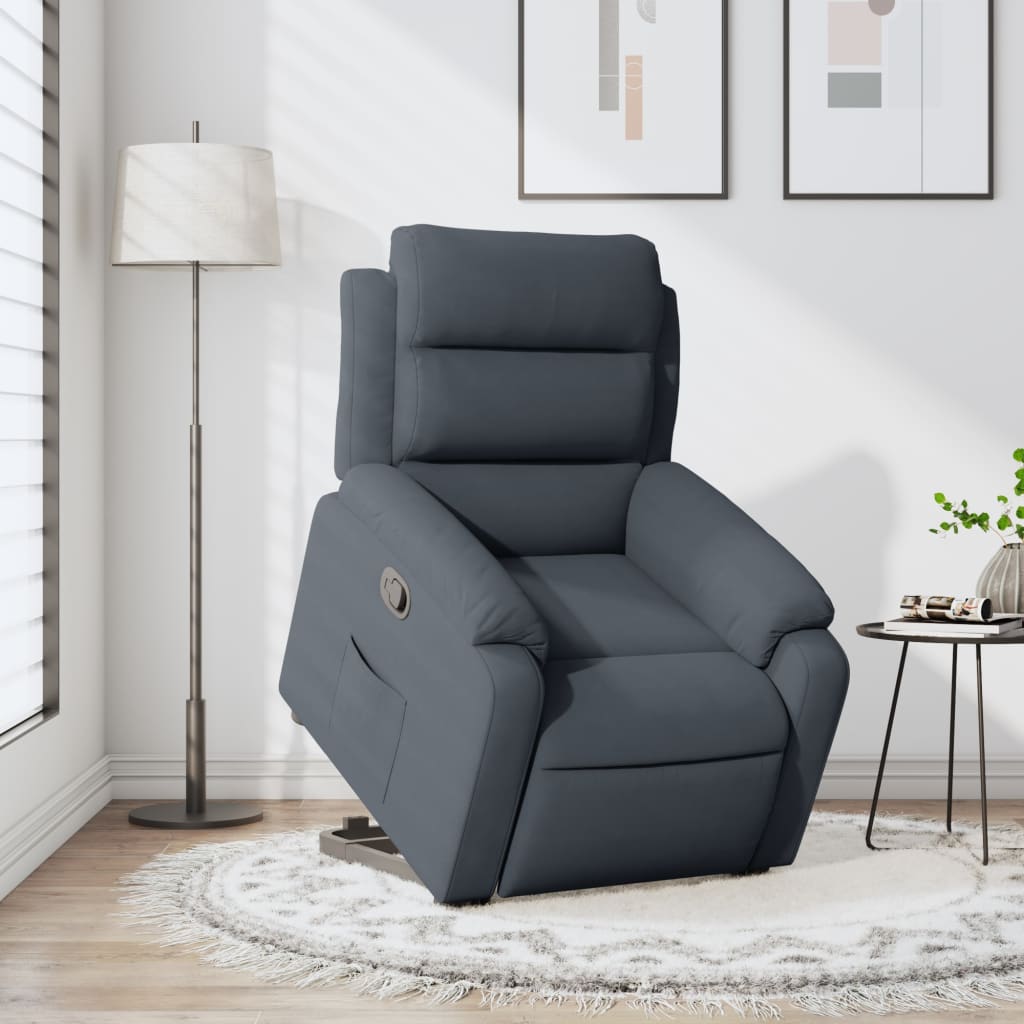 Recliner with Rising Function Dark Grey Velvet