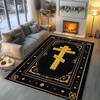 Tappeto Croce Cristiana Ortodossa Design Embossato Oro Retrò Stanza della Preghiera Religiosa Soggiorno Tappetino della Fede Idea Ornamento per Cristiani
