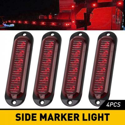 4pcs 6-LED Side Marker Red Lights Clearance Light Truck Trailer RV Waterproof US