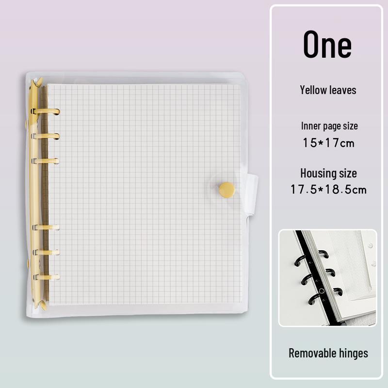 Soft Leather Ring-Bound Planner with Detachable Buckle - Square, Thickened, Grid or Blank Pages