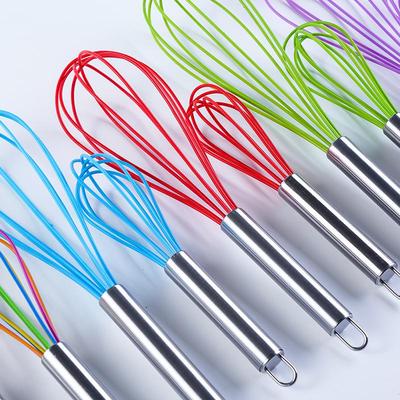 Silicone Whisk Set: 8", 10", 12" Egg Beater & Milk Frother - Ideal Kitchen Baking Tool