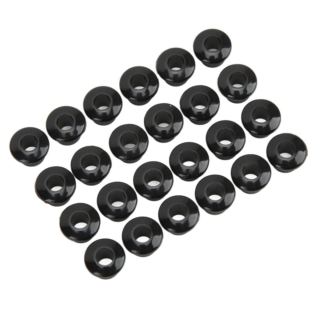 24Pcs Guitar String Button Ferrules 10mm High Performance Plastic Material Semi Closed Design Guitar PartsBlack