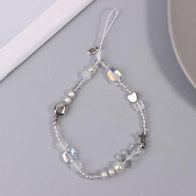 Y2K Ästhetischer Handyanhänger Clear Bear Handy-Lanyard Perlenkette Armband Handy-Lanyards Handgelenksband für Mädchen