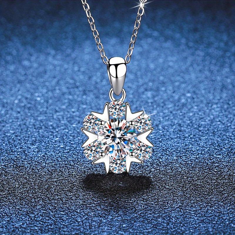925Silver Collarbone Chain, Romantic Snowflake Necklace, Moissanite Necklace, Wedding and Birthday Gift, Fashionable, Elegant, Luxurious, Is the Best