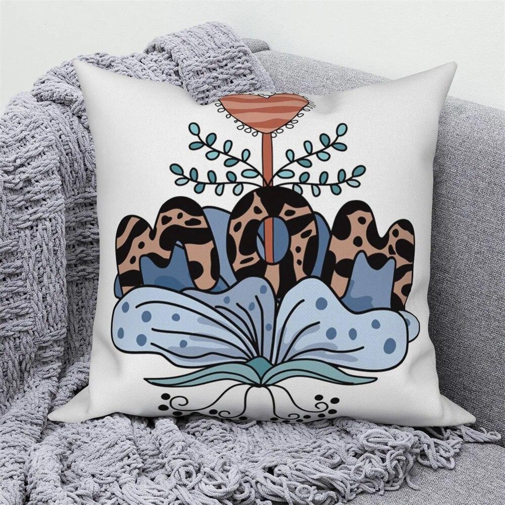 Flower Alphabet Pillowcase Cushion Cover Mother's Day  Car Sofa Home Decor Mom Gift
