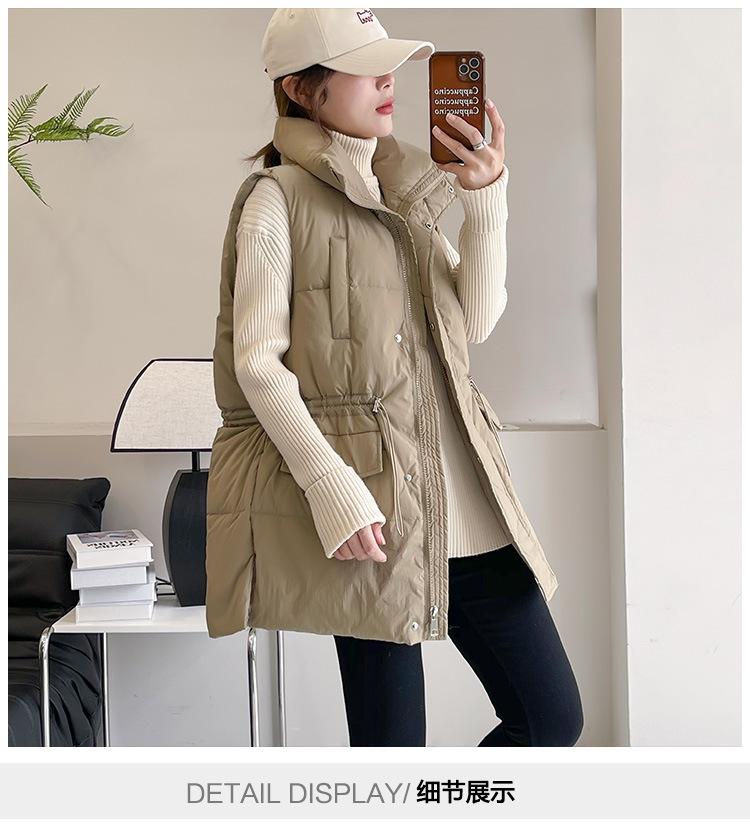 Autumn and winter new down cotton vest women's outer wear thickened cotton vest medium and long slim cotton vest vest vest vest
