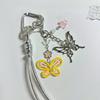Hand Painted Butterfly Beaded Keychain For Bag Charm Spring Theme Double Tone Sparkling Jewelry Phone Accessory