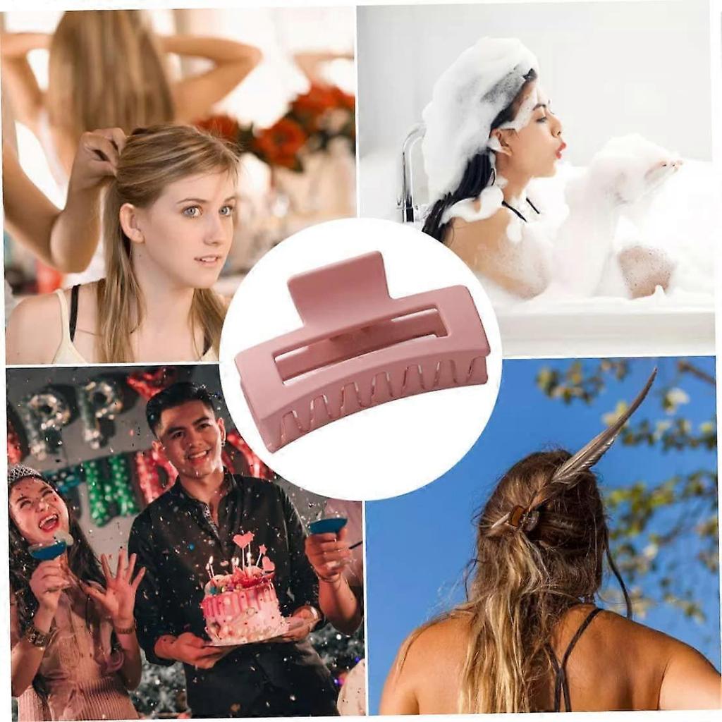 Haarklammern Quadratisch Rutschfest Fangspange Starker Halt Haarkiefer-Accessoires für Damen Mädchen 4 Stück, Haarkieferklammern grün+pink+kaffee+schwarz)(4 Stück