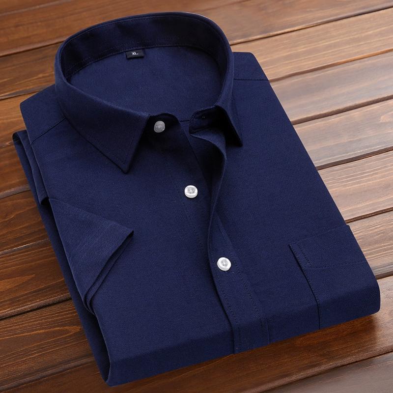 Herren Sommer Kurzarm Oxford Hemden Klassisches Hemd Casual Business Büro Solide Bequeme Hemd Vielseitig Stil