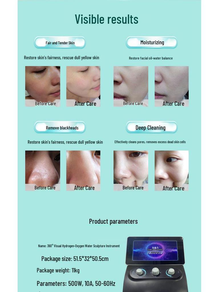 Hydrogen Oxygen Facial Care 360° Multifunctional Beauty Device for Skin Management, Home & Commercial Use