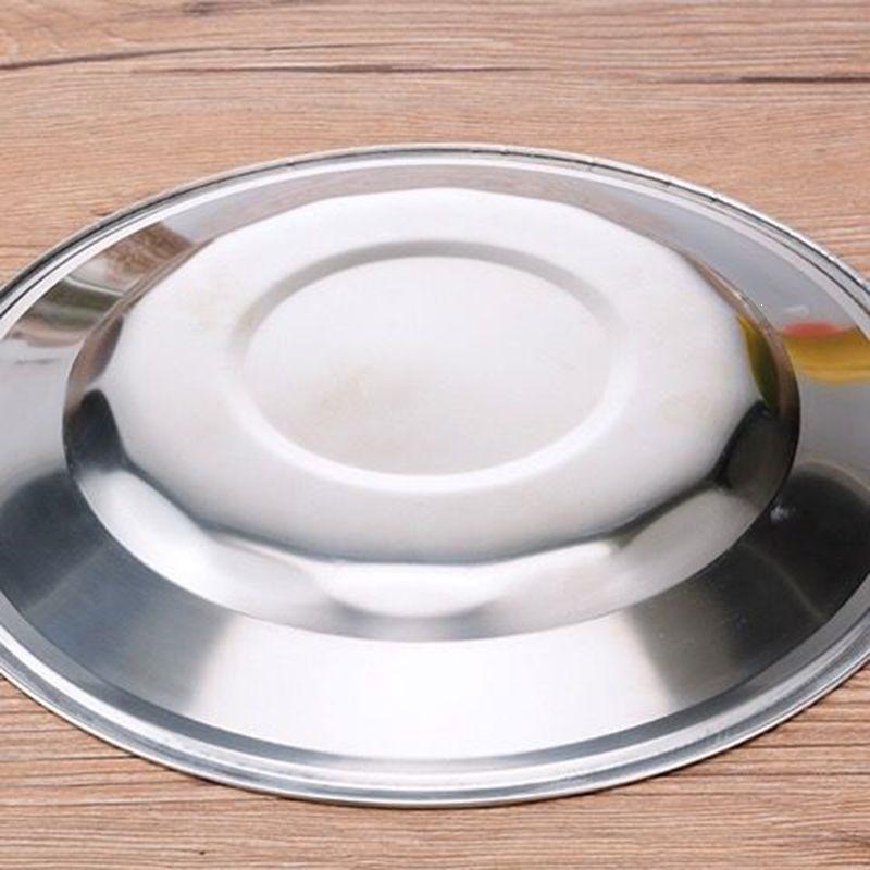 Stainless Steel Thickened Round Dinner and BBQ Plates - Decorative and Functional Serving Flatware.