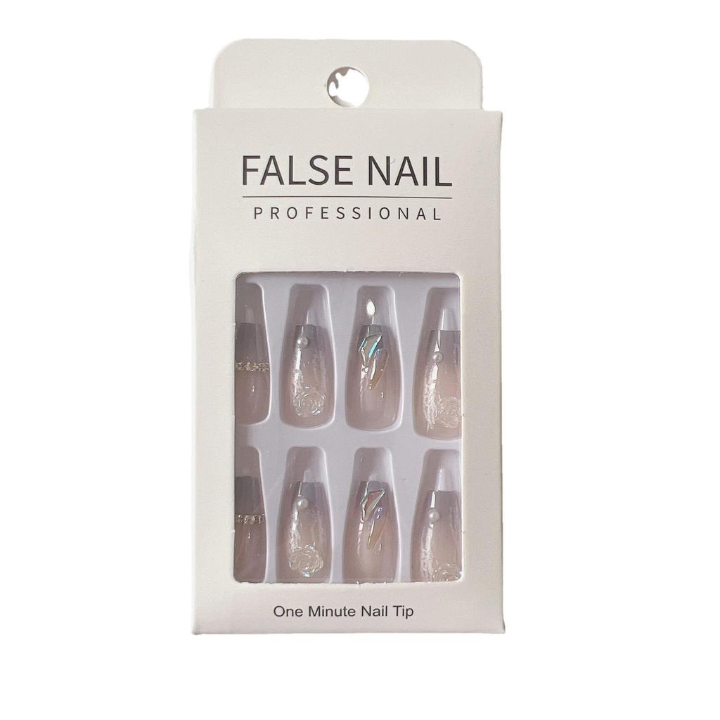 KmtN01 New Style Wearable False Nail Tips with Nail Art Stickers