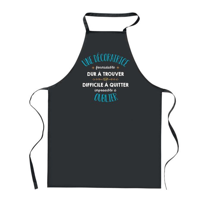 Tablier de cuisine - Une Décoratrice Formidable - Noir - Impression Bretonne - Coton résistant