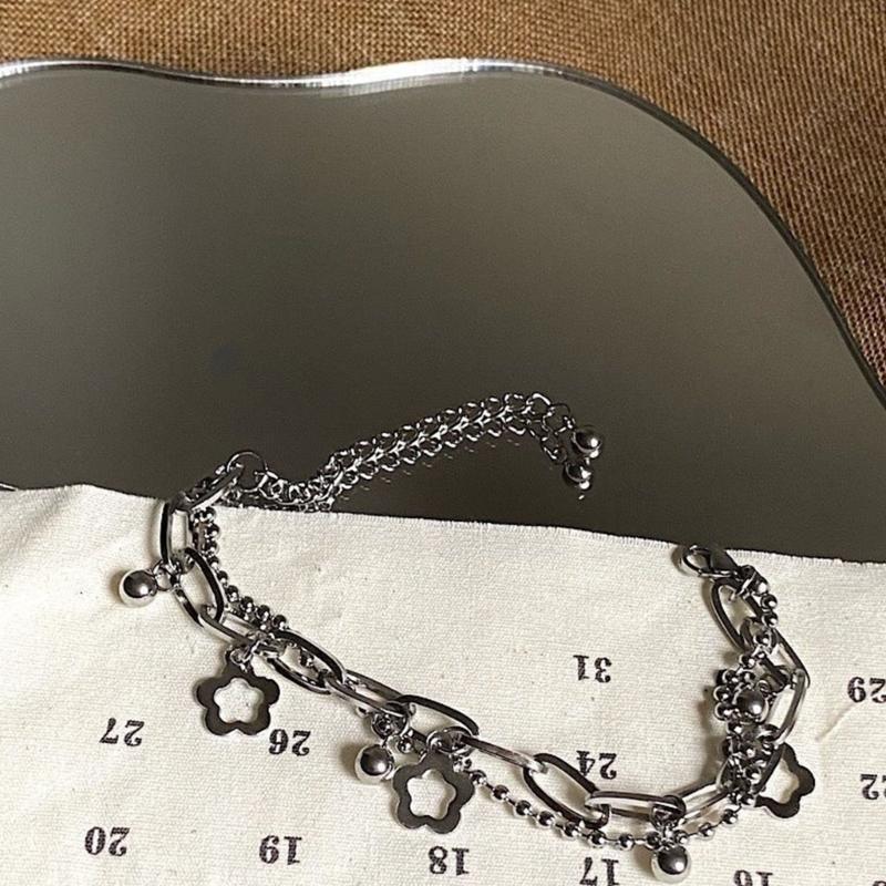 Fashion Hollow Flower Charm Bracelets Multilayer Bangle Jewelry for Women Girls
