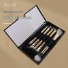 5-Piece Double-Ended Eyeshadow and Eyeliner Brush Set with Mirror