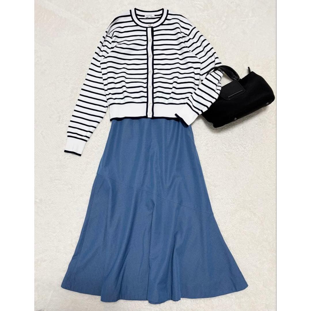 PLST UV cut cardigan x chambray mermaid skirt set