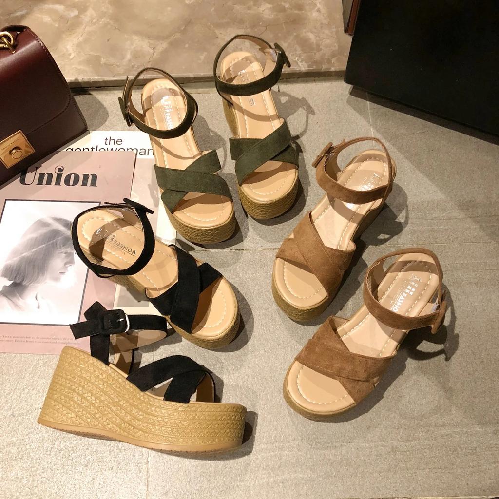 Sandalias de Moda para Mujer en Oferta Sandalias para Mujer para Exteriores 2024 Verano Nuevo Tacón de Cuña de Pastel de Pino Suela Gruesa Plataforma Impermeable Ante