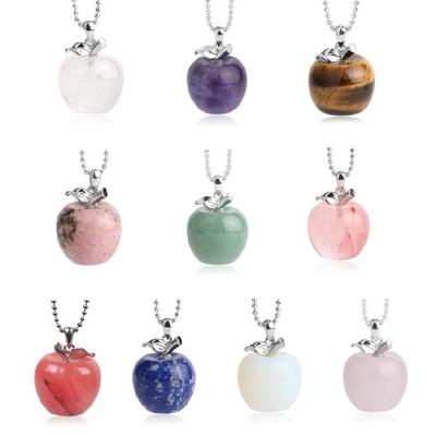Unique Natural Stone Necklace Adjustable Chain Necklace Apples Pendant Necklace Stone Texture for Stylish Women Present