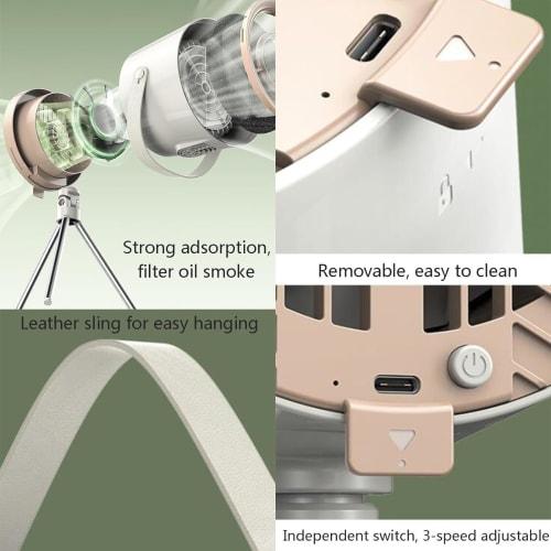 Portable Tabletop Range Hood with 3-Speed ??Exhaust Fan, Powerful Suction, Low Noise, Mini Cooker Hood for Kitchen, Home, BBQ, and Hot Pot Use, White