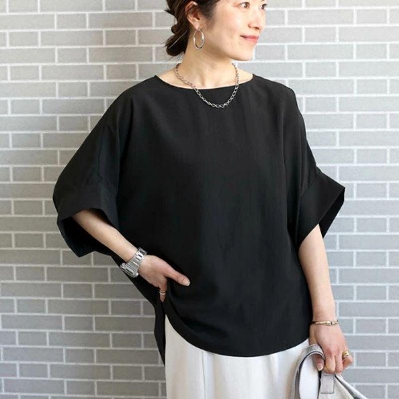 

Japanese and Korean Summer New Fashion round Neck Solid Pullover Simple Loose Slimming Casual Half Sleeve Shirts Top Women Black One size